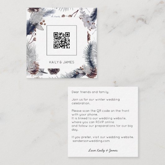 Budget moderne QR Code Hiver Mariage invitation (Devant / Derrière)