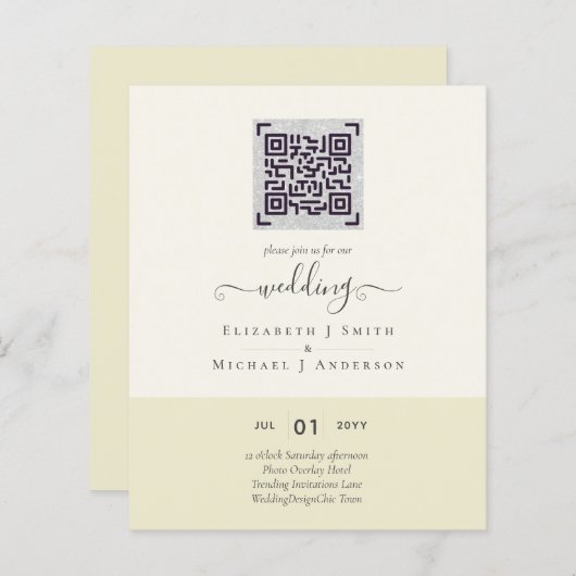 BUDGET Moderne QR Scanning Code Wedding nodigt uit (Voorkant / Achterkant)