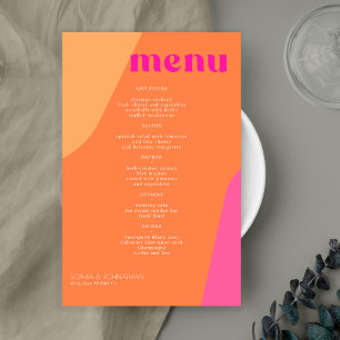 Budget moderne rétro abstrait menu mariage modèle