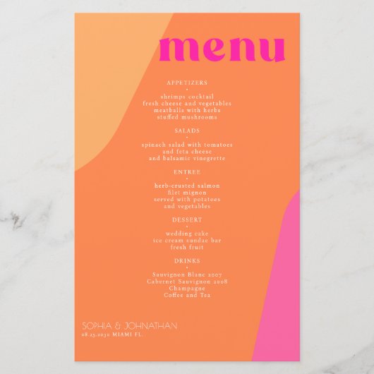 Budget moderne rétro abstrait menu mariage modèle (Devant)