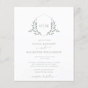 Budget Moderne Salieblad Cresta Monogram Trouwdag Flyer
