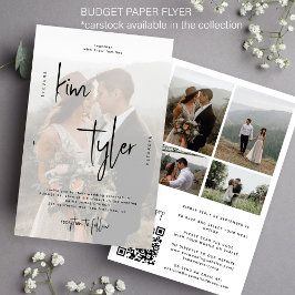 Budget moderne script foto QR bruiloft uitnodiging Flyer