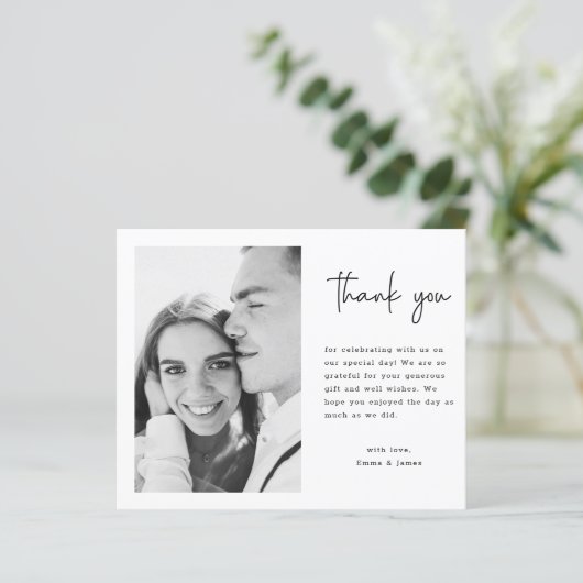 Budget Moderne Script Mariage Photo Carte de remer (Debout devant)