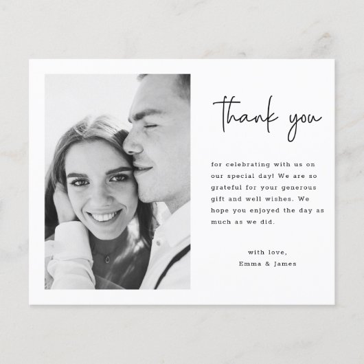 Budget Moderne Script Mariage Photo Carte de remer (Devant)