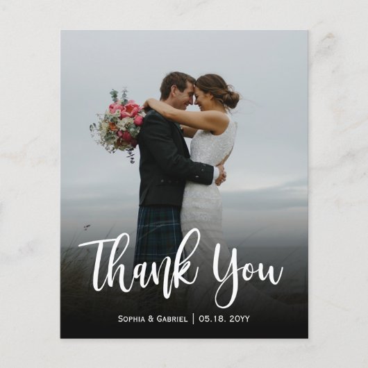 Budget Moderne Script Mariage Photo Carte de remer (Devant)