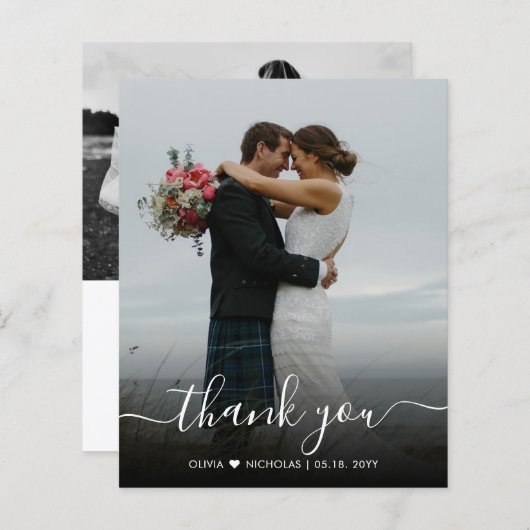 Budget Moderne Script Photo Weddenschap Hartelijk  (Voorkant / Achterkant)