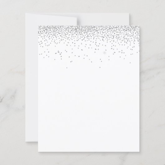 Budget Moderne Script Silver Glitter Wedding Invit (Achterkant)