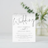 Budget Moderne Script Silver Glitter Wedding Invit (Staand voorkant)