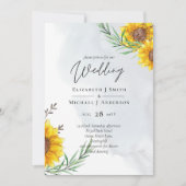 BUDGET Moderne Tournesol Jaune Mariage Invitation (Devant)