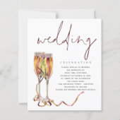 Budget Moderne Trouw Uitnodiging in Champagne Stij (Voorkant)