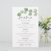 Budget Moderne Waterverf Eucalyptus Wedding Menu (Staand voorkant)