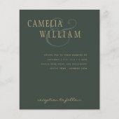 BUDGET Moderne Weddenschap Moss Green Gold uitnodi (Voorkant)