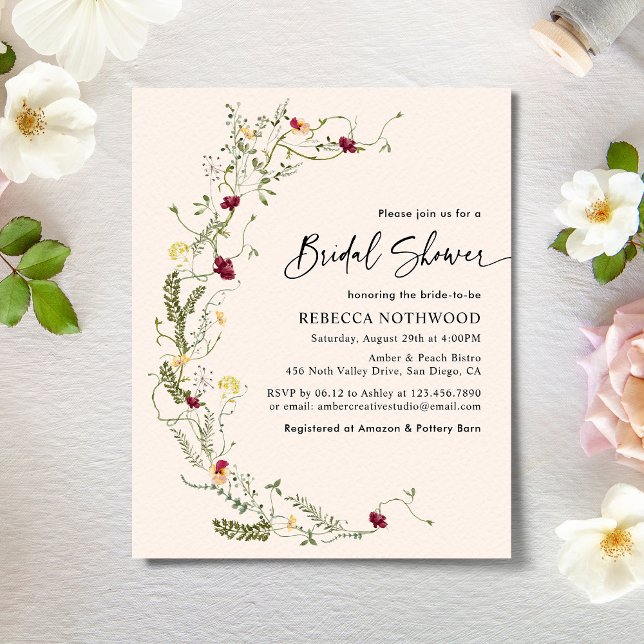 Budget Moderne Wildflower Bridal Shower Invitation (Creator heeft geüpload)