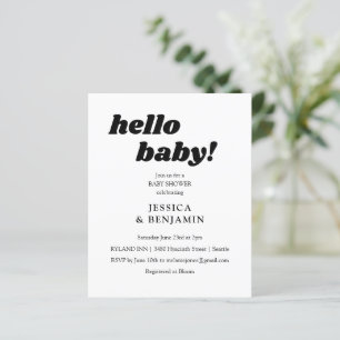 Budget Moderne Witte Hallo Kute Baby shower Uitnod