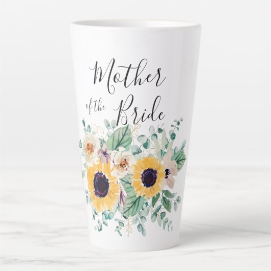 BUDGET Moeder Bride Groom Custom Gifts SUNFLOWERS Latte Mok (Voorkant)