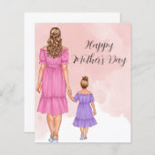 Budget Moeder en Dochter Moederdag Kaart (Voorkant / Achterkant)