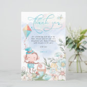 Budget Monkey Boy Baby shower Picnic Bedankt (Staand voorkant)