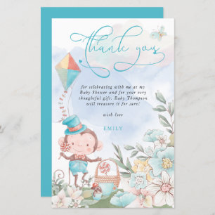 Budget Monkey Boy Baby shower Picnic Bedankt