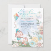 Budget Monkey Boy Baby shower Picnic Uitnodiging (Voorkant)