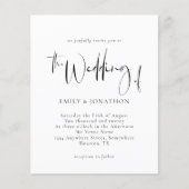 Budget Monochrome Script Weduwen Uitnodiging (Voorkant)