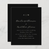 Budget Monogram Black Minimalist Wedding Invite (Voorkant / Achterkant)