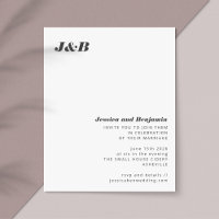 Budget Monogram Black White Wedding Invitation