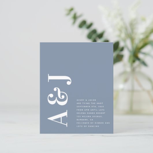 Budget Monogram Blauwe QR Code Weddenschap (Staand voorkant)