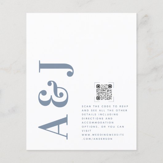 Budget Monogram Blauwe QR Code Weddenschap (Achterkant)