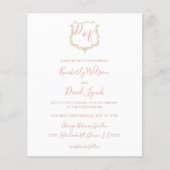 Budget Monogram Crest Blush Weddenschap (Voorkant)