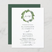 Budget Monogram Emerald Green Greenery Wedding (Voorkant / Achterkant)