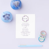 Budget Monogram Floral Dusty Paars Wedding Flyer (Enkel)