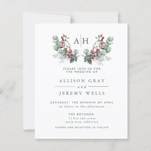 Budget Monogram Floral Weddenschap (Voorkant)