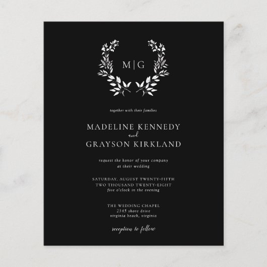 Budget Monogram Floral Weddenschap (Voorkant)