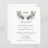 Budget Monogram Floral Wedding Invitation Flyer (Voorkant / Achterkant)