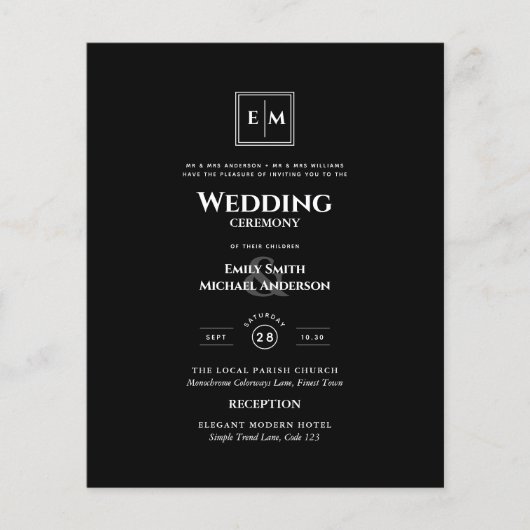 BUDGET Monogram Formele Trouwjurk Zwart All in 1 (Voorkant)