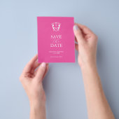 Budget Monogram Fuchsia Save the Date Flyer (Hand)