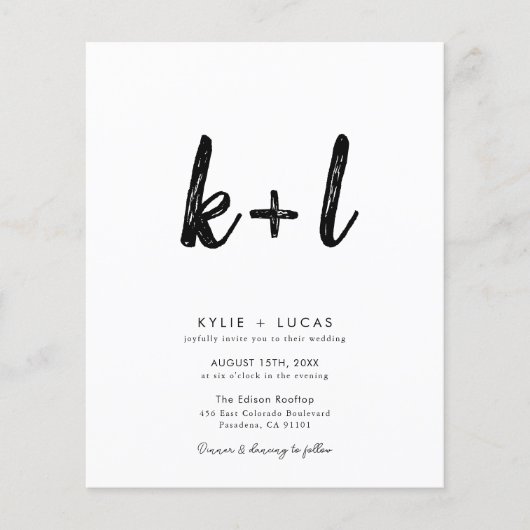 Budget Monogram QR Code Foto Uitnodiging voor brui (Voorkant)