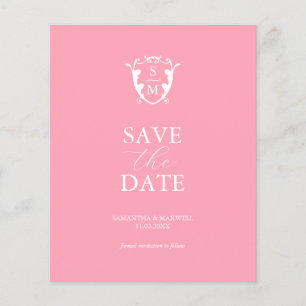 Budget Monogram Roze Opslaan De Datum Flyer
