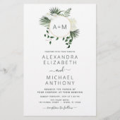 Budget Monogram Tropisch Smaragdgroen Bruiloft (Voorkant)