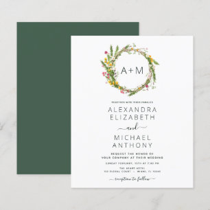 Budget Monogram Wildbloemen Emerald Green Wedding