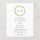 Budget Monogram Wildbloemen Emerald Green Wedding Flyer (Voorkant)