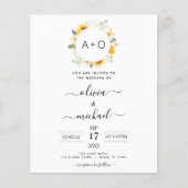 Budget Monogram Zonnebloem Eucalyptus Weddenschap Flyer (Voorkant)