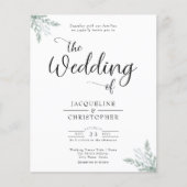 Budget Monogrammed Greenery Wedding Invitation Flyer (Voorkant)