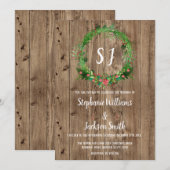 Budget Monogrammen Houten Schuur Winter Bruiloft Kaart (Voorkant / Achterkant)
