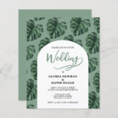Budget Monstera Feuille Mariage QR Code Invitation (Devant / Derrière)