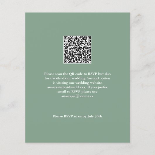 Budget Monstera Leaves Wedding QR Code Invitation (Achterkant)