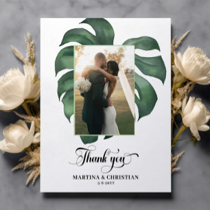 Budget Monstera Wedding Flat Bedankt Card