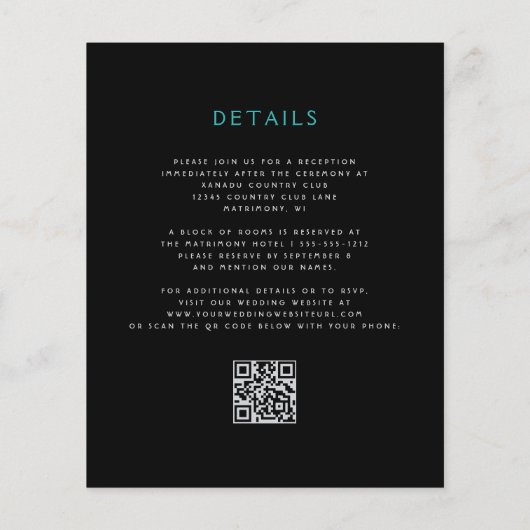 Budget Moody Bloemen Blauwgroen Zilver QR Code Huw (Achterkant)