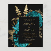 Budget Moody Bloemen Turquoise Goud QR Code Huweli (Voorkant)