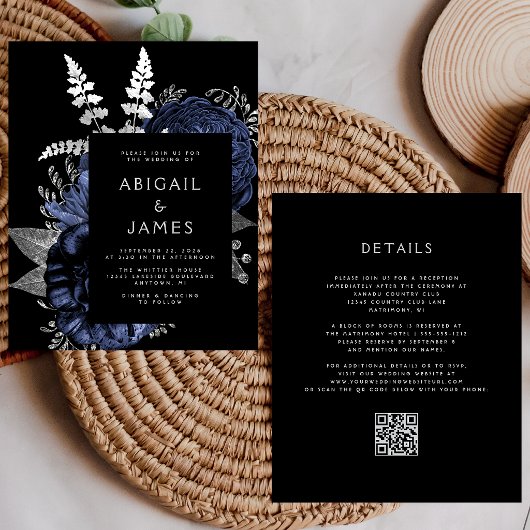 Budget Moody Bloemendecoratie Navy Zilver QR Code